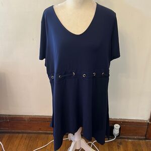 JM Collection intrepid blue short sleeve tunic Size 1X New